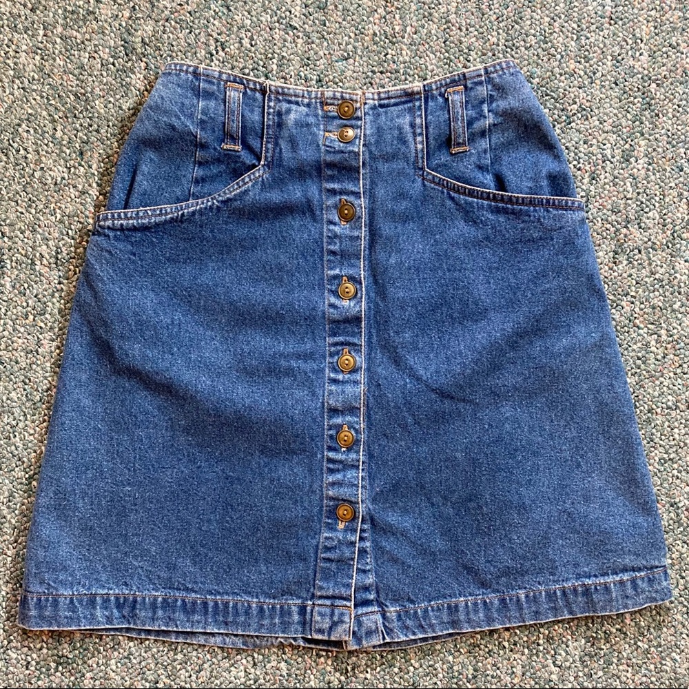 Vintage Button Denim Mini Skirt